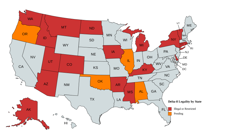 Delta 8 and Delta 10 - US Map Legality