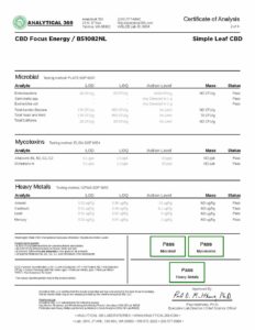 cbd focus and energy lab results
