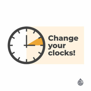 a graphic designed clock with the words change your clocks! daylight saving tips to help you adjust and sleep better