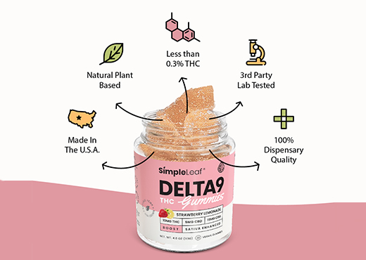 Delta-9 THC Gummies - Organic Hemp Derived - SATIVA - Strawberry Lemonade-guarantee