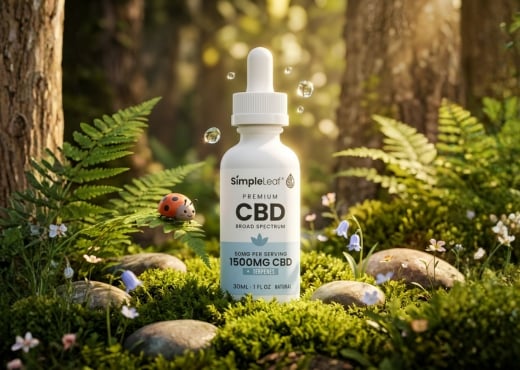 Broad spectrum CBD oil 1500mg bottle delivering 50mg CBD per serving